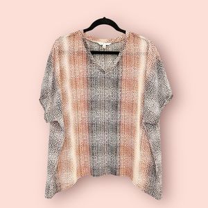 #240 - Cabi Cover Up Tee - Women’s Multicolor Snakeskin Print Dot Pattern Blouse